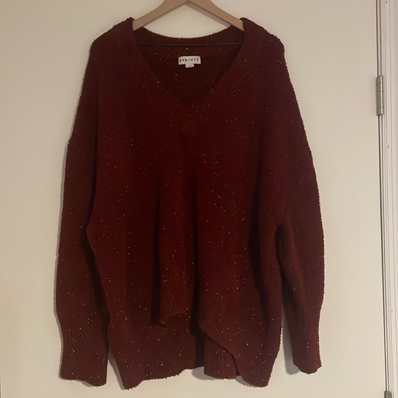 Ava & Viv Red Shimmer Sweater - Picture 2 of 4